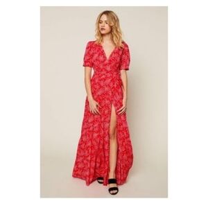 ba&sh Red Patterned Maxi Dress